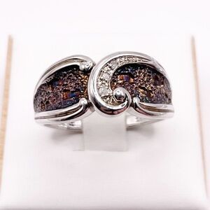 Size 9.5 Footprints in the sand 925 Sterling silver ring